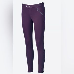 Rewind brand Zipper Ponte Skinny Pants Deep Plum Super soft color sz XS